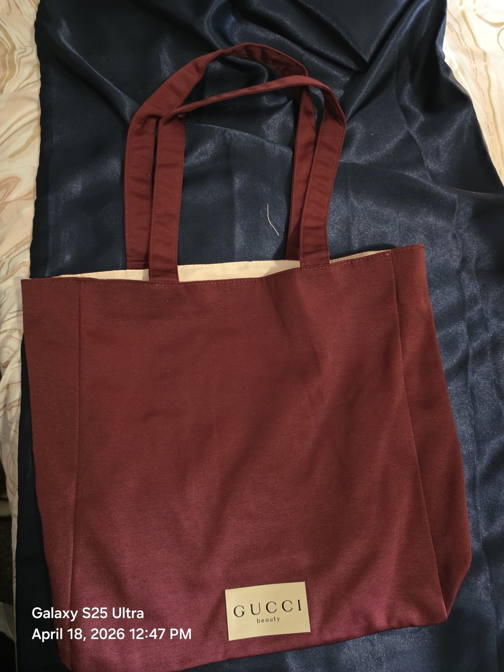 Gucci Reversible Burgundy Canvas Tote Bag. NWOT